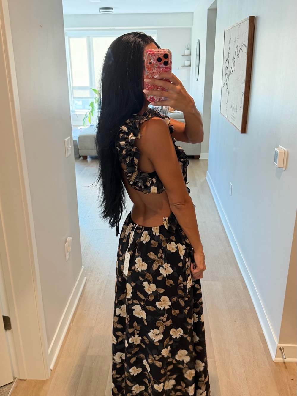 Petal & Pup Black Maxi Dress with White Floral Print - Picture 3 of 9
